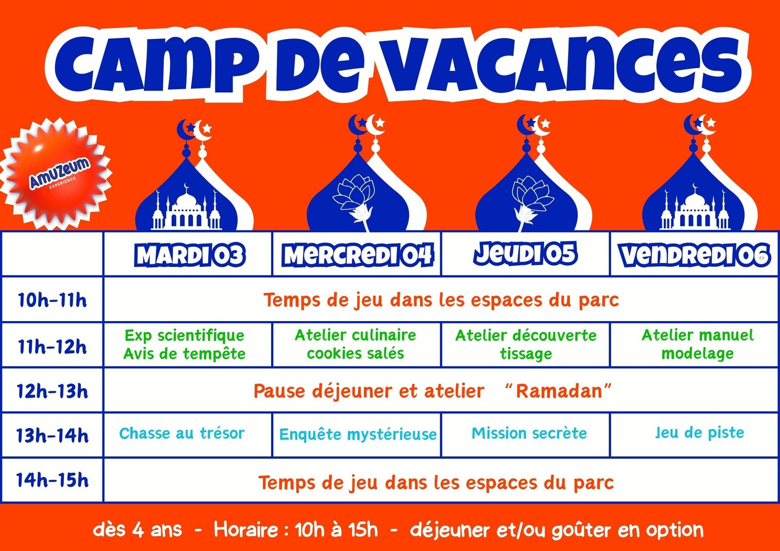 Ramadan 2026 à Amuzeum | Activités & Camp Enfants Ramadan 2026 à Amuzeum – Camp de vacances et activités ludiques pour enfants à Casablanca